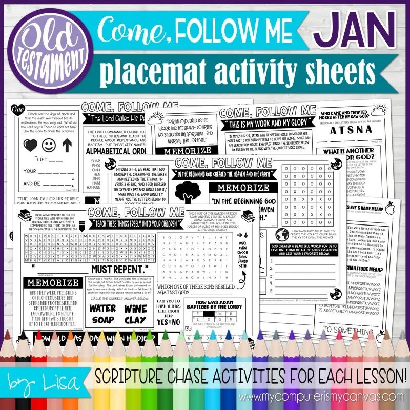 2022 CFM Old Testament Placemat Activity Sheets {JANUARY} PRINTABLE