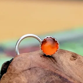 Amber and Silver Nose Stud