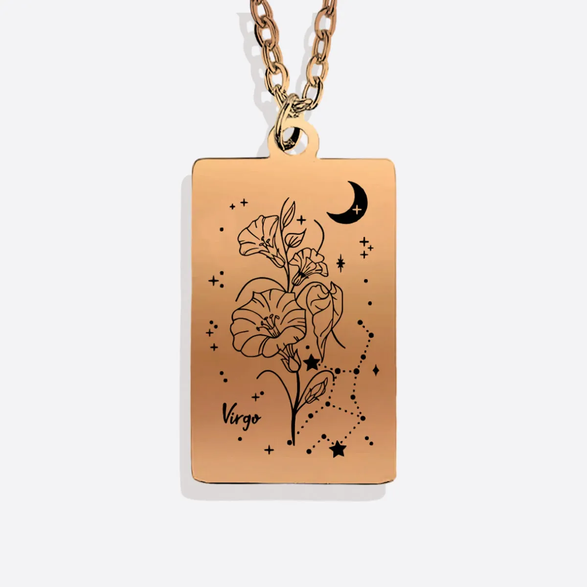 Cosmic Birth Flower Card Pendant Necklace