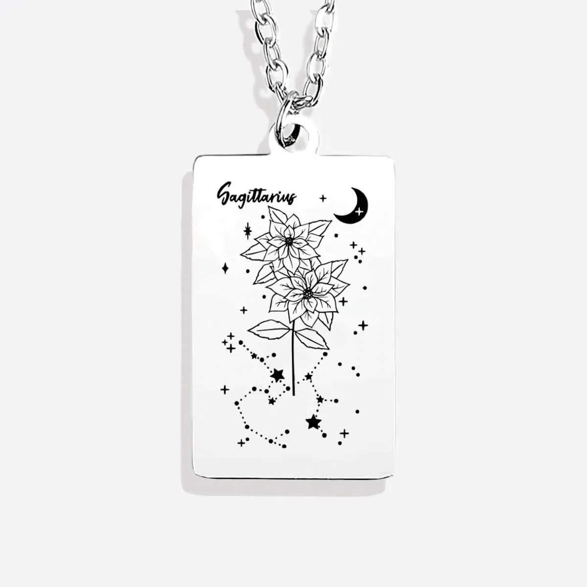 Cosmic Birth Flower Card Pendant Necklace