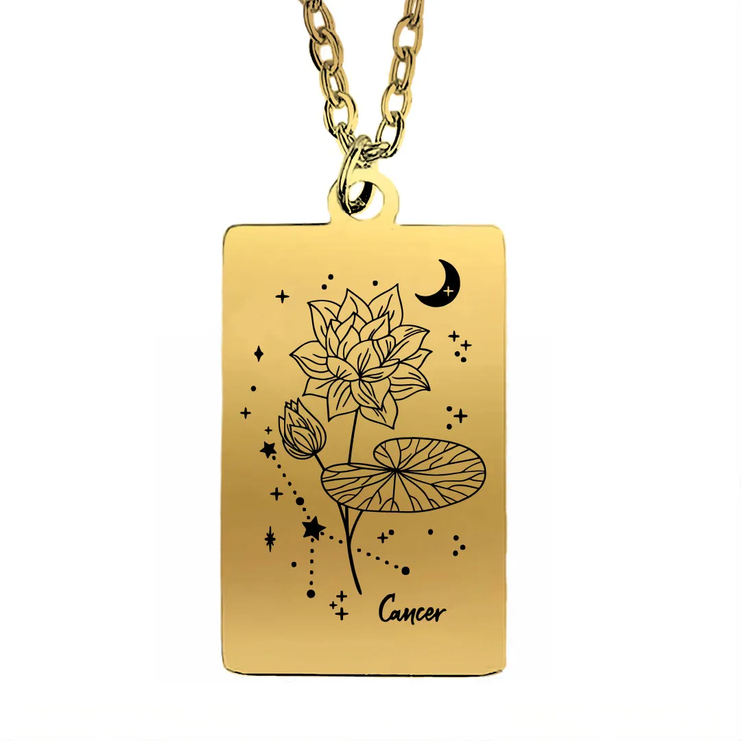 Cosmic Birth Flower Card Pendant Necklace