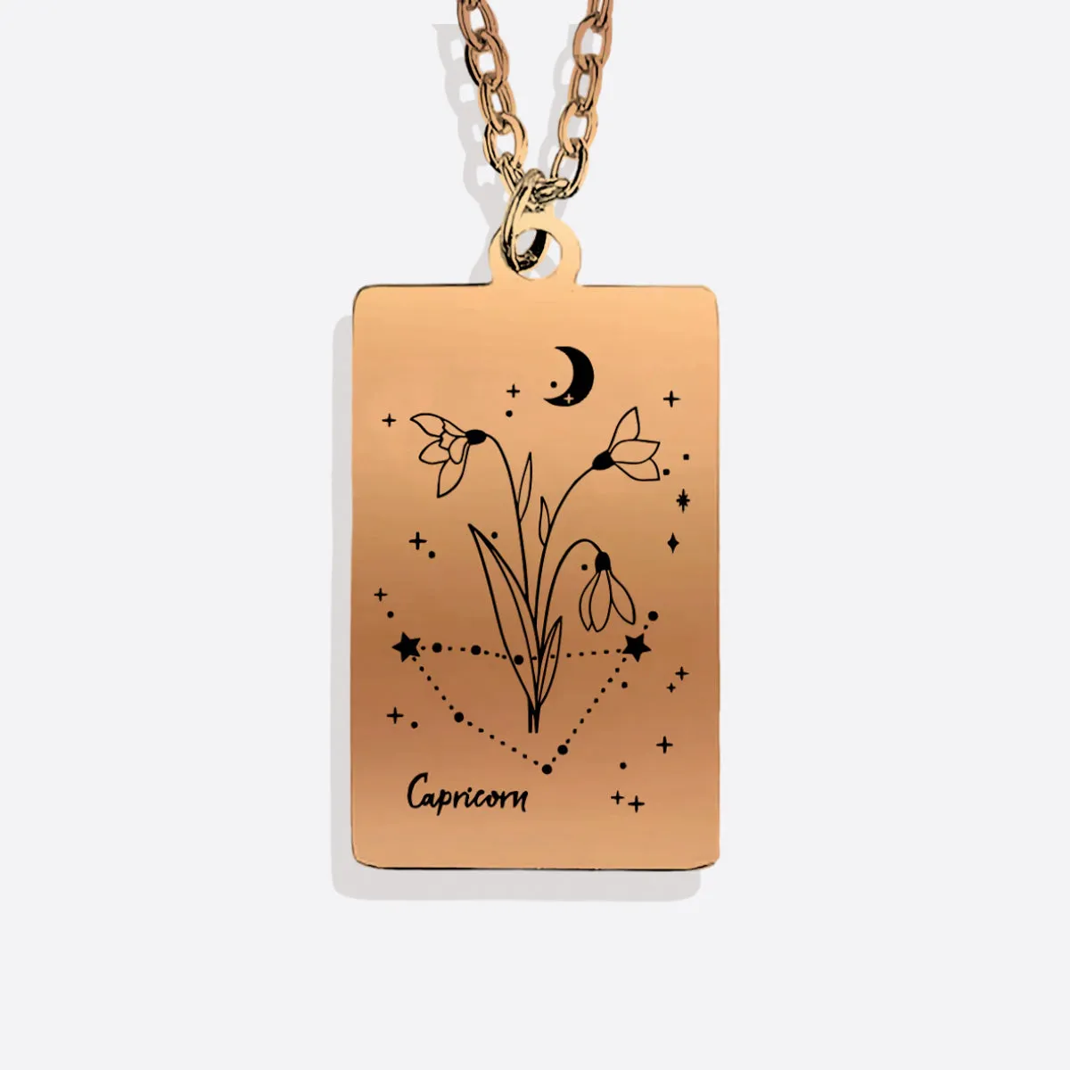 Cosmic Birth Flower Card Pendant Necklace