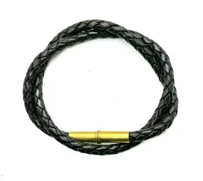 Flint Bolo Bracelet | Leather Braided .22 | Black | Tres Cuervos