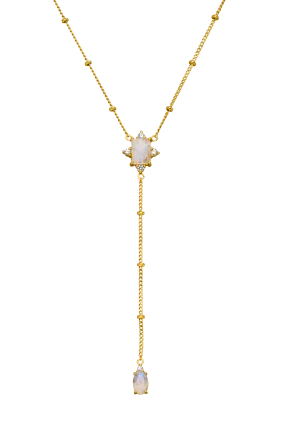 Moonstone Intuition Y-Necklace 14K Gold Plated