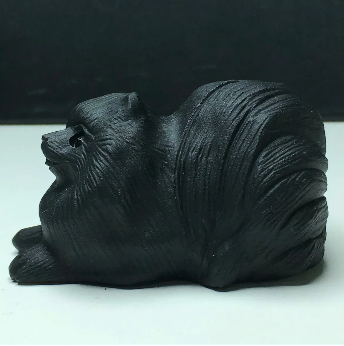 Natural Black Obsidian gemstone Pomeranian Dog