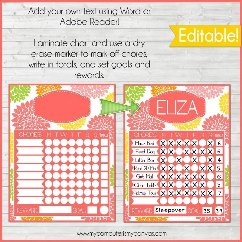 POINT SYSTEM Chore Charts {CITRUS} PRINTABLE