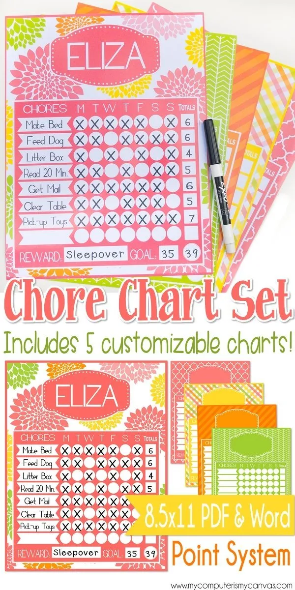 POINT SYSTEM Chore Charts {CITRUS} PRINTABLE