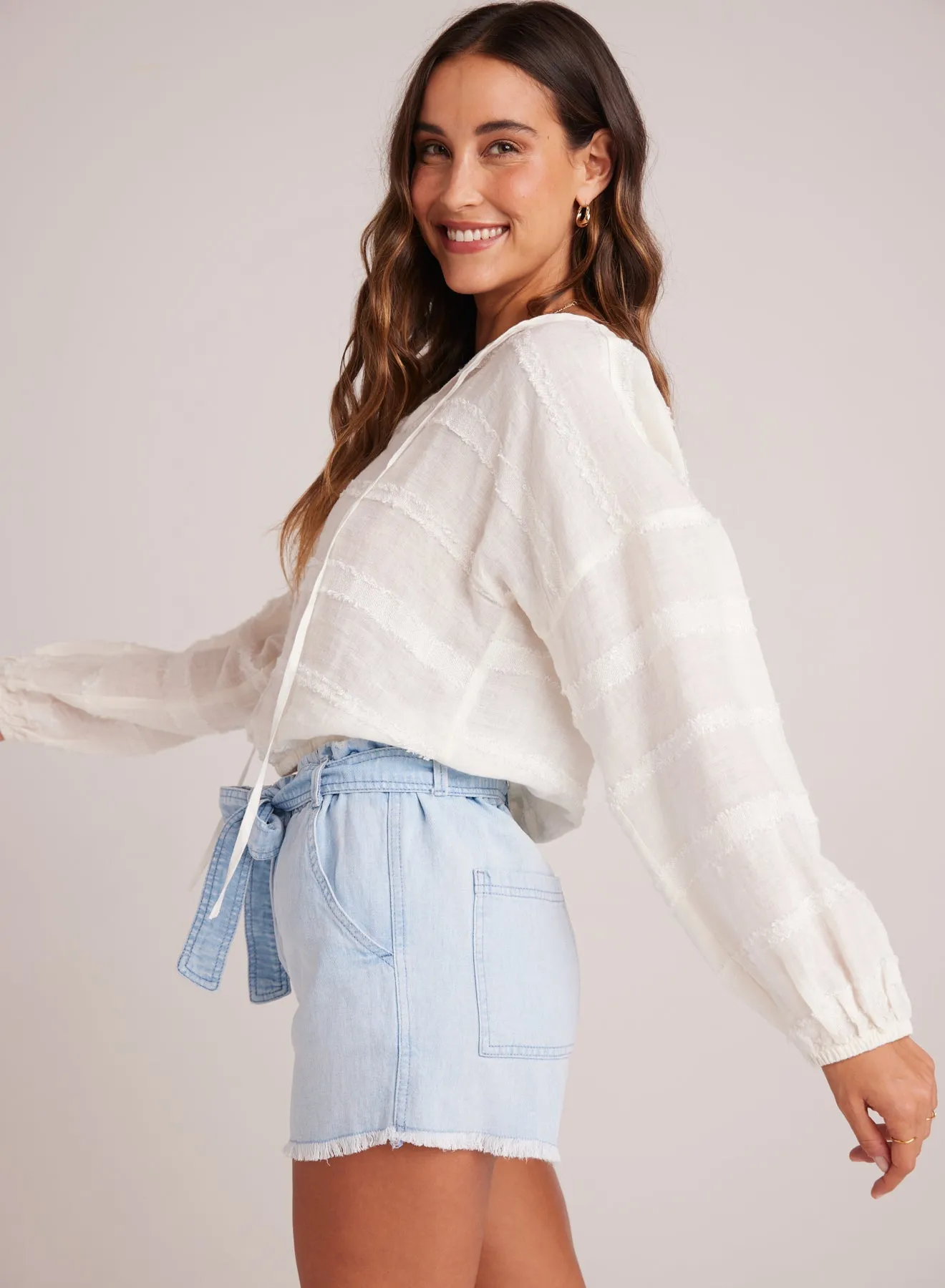 Tie Up Pullover Top - White