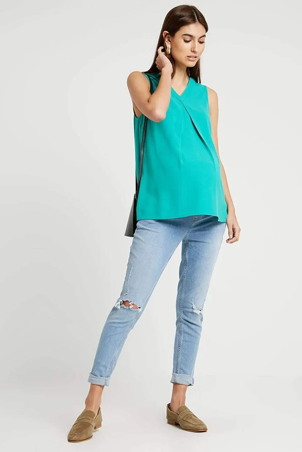 Woven Sleeveless Christiana Back Bow Nursing Top Green